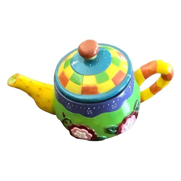 Vintage Milson & Louis Whimsical Hand Painted Multi Design Ceramic Teapot Timer - Picture 6 of 6